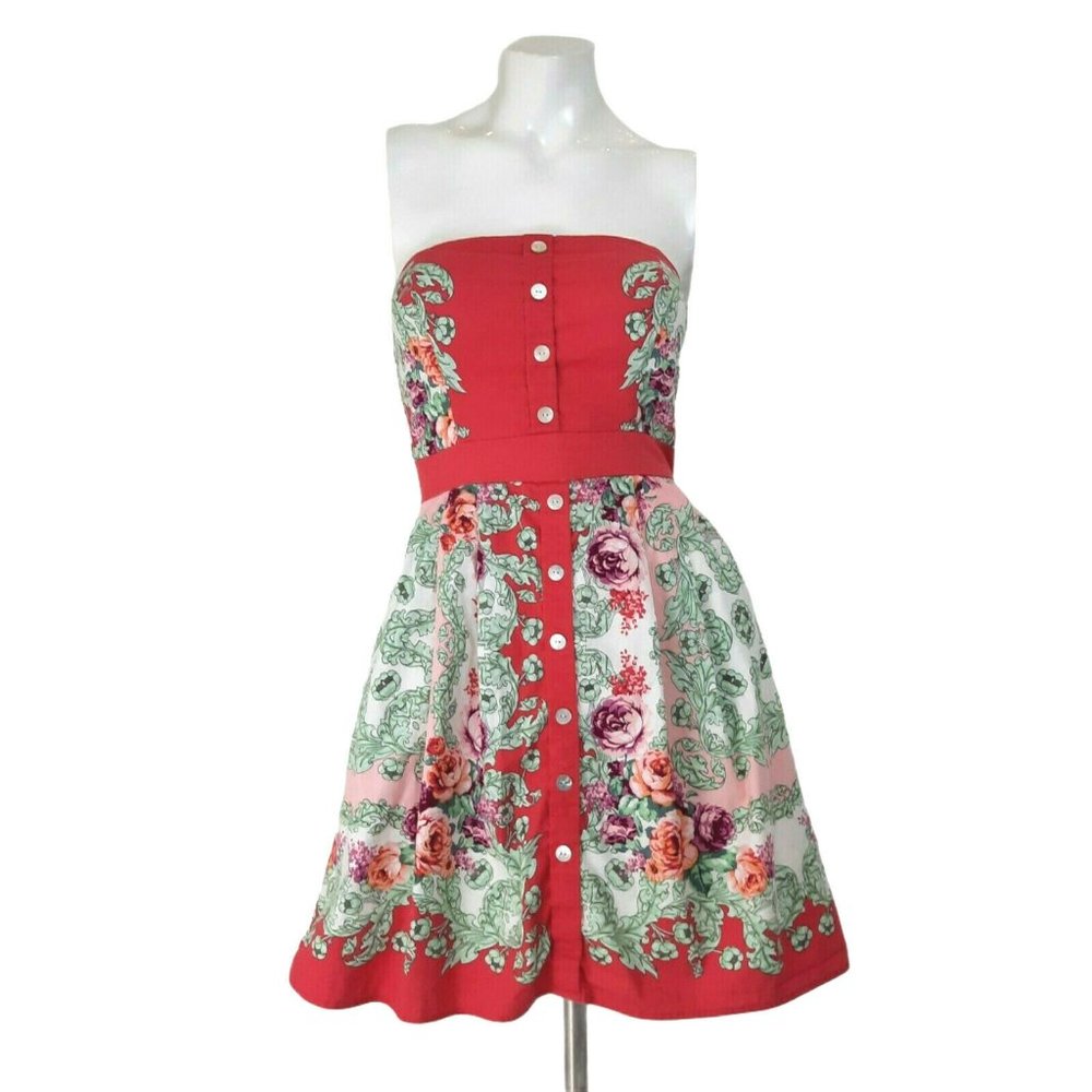Teeze Me Pink Boho Strapless Cotton A-Line Dress